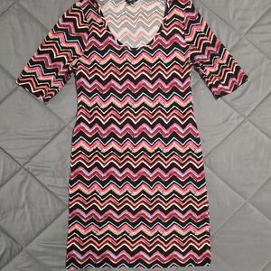Rue21 Pink and Gray Zigzag Dress